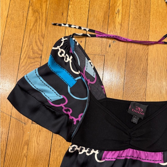 2B Bebe - Chic Black and Purple Dress with fun abstract chain patterns - Picture 5 of 6